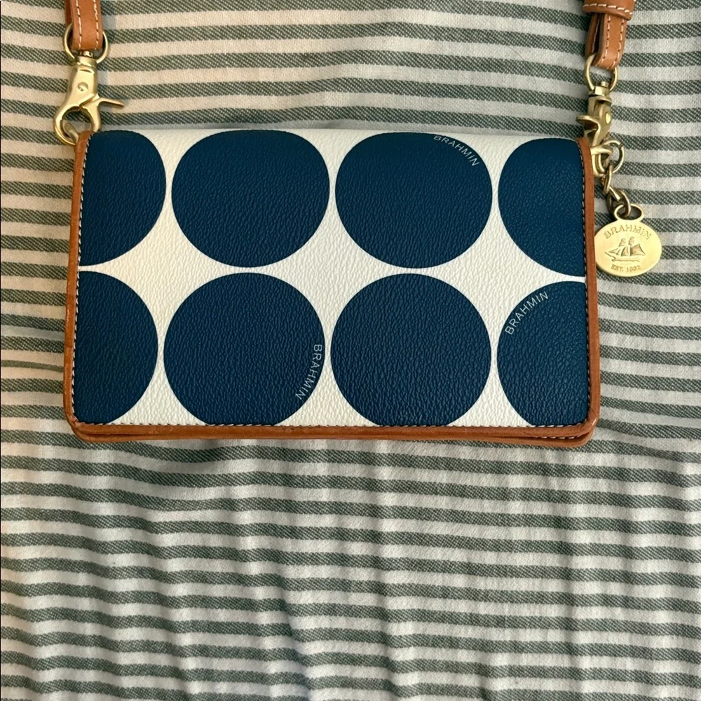 brahmin blue and white polka dotted purse! - Picture 2 of 5